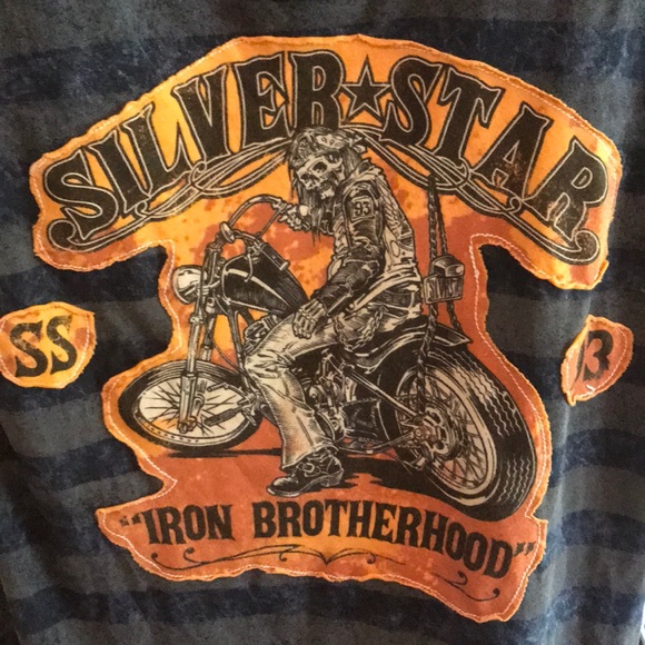 SILVER STAR GRAY/BLACK WITH ORANGE T SHIRT. Size L - Picture 3 of 7